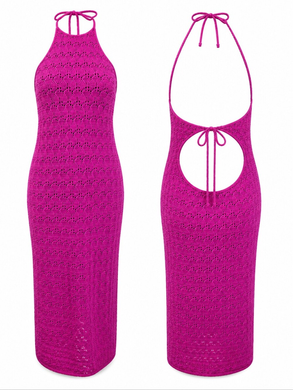 FUTURE COLLECTIVE x ALANI NOELLE‎ | Pink Crochet Halter Cover Up Dress | 1X